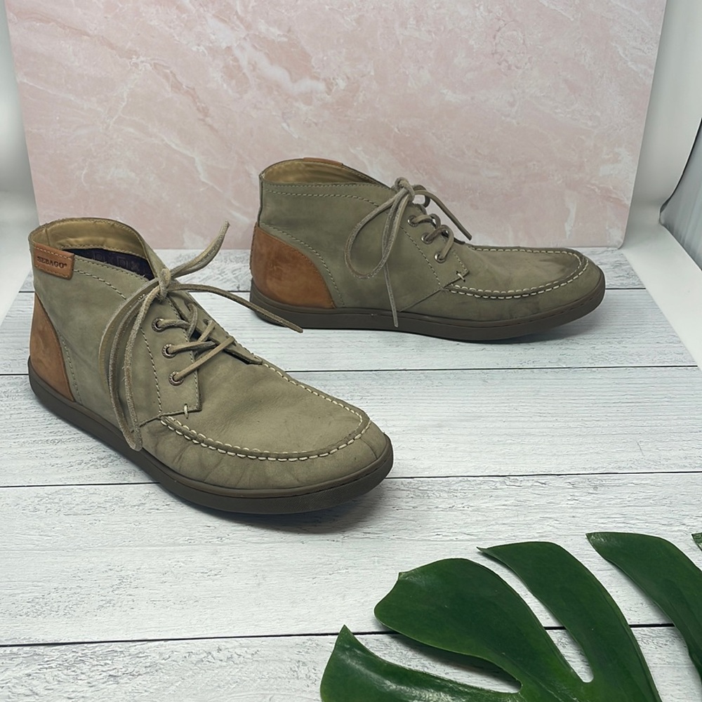 Sebago Ryde Chukka Boots in Dark Taupe Nubuck / Tan Leather 10.5M S1 - Picture 1 of 9
